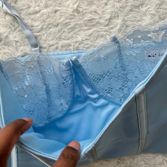 Unfazed Clothing Co. Baby Blue Lace Trim Corset Top Size Small - Picture 3 of 8